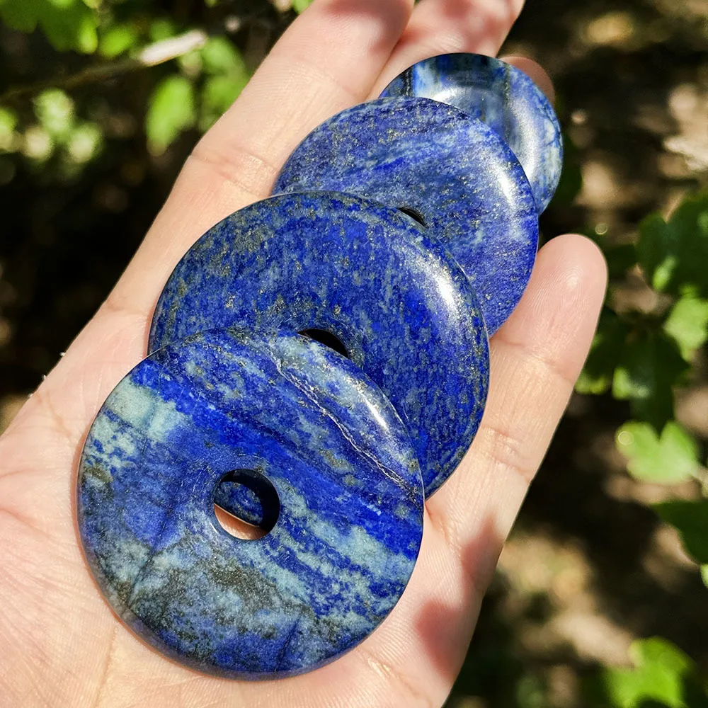 25,40,50mm Round Donut Rings Blue Lapis Lazuli Natural Stone Beads for DIY Necklace Bracelet Pendant Charms Jewelry Making 1 Pcs