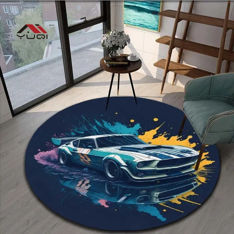 

19 видов стилей гоночный автомобиль шаблон Круглый ковер для гостиной коврики Детский ковер Мягкий Нескользящий напольный коврик для спальни ковер коврик