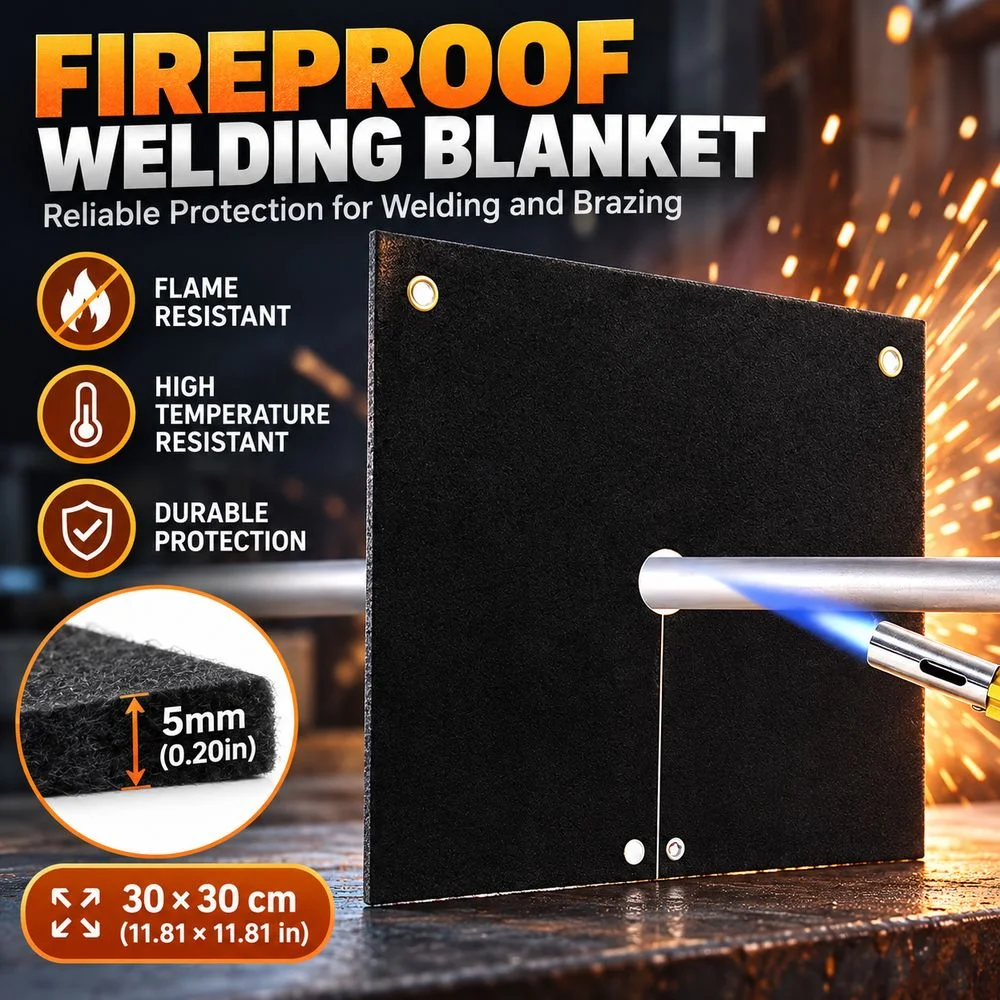 30x30cm Fireproof Welding Blanket 5mm Thick 0Flame Resistant Up To 3000℉ Welding Mat Black Protective Welding Mat