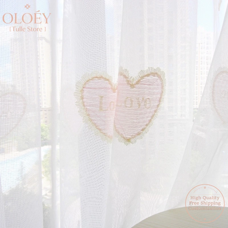Princess Ballet Dancer Sheer Curtains for Girls Room Embroidered Window Drapes Sweet Yoga Dance Studio Fairy Decor Elegant Tulle
