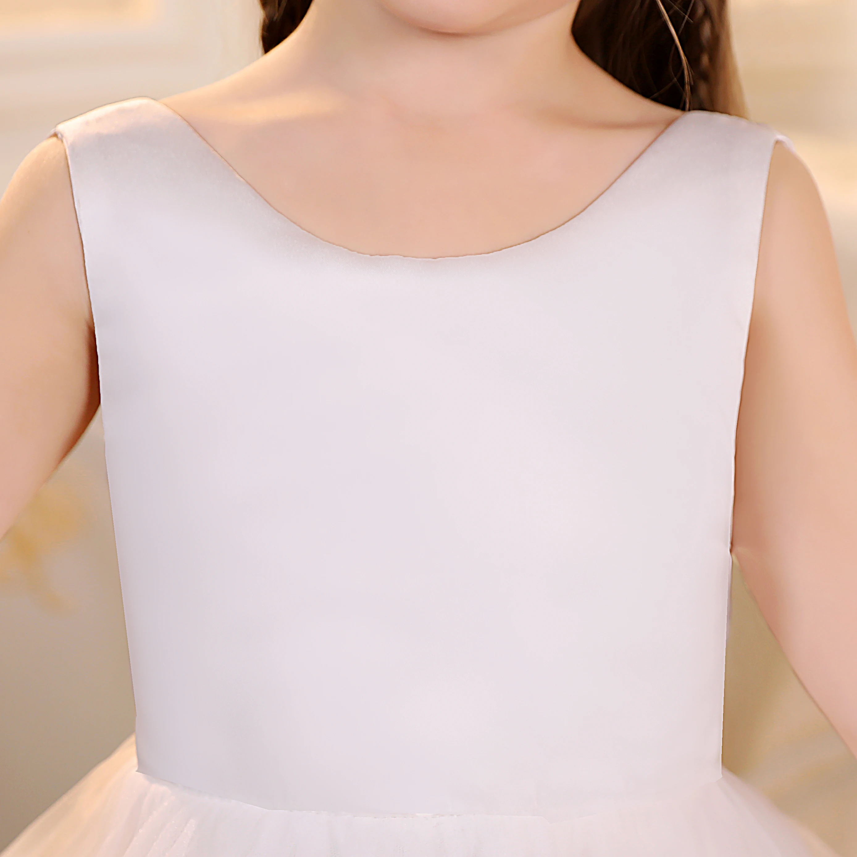 Платья для девочек цвета слоновой кости на свадьбу, пышное Тюлевое, бальное платье принцессы для конкурса, детский день рождения, платье для первого причастия