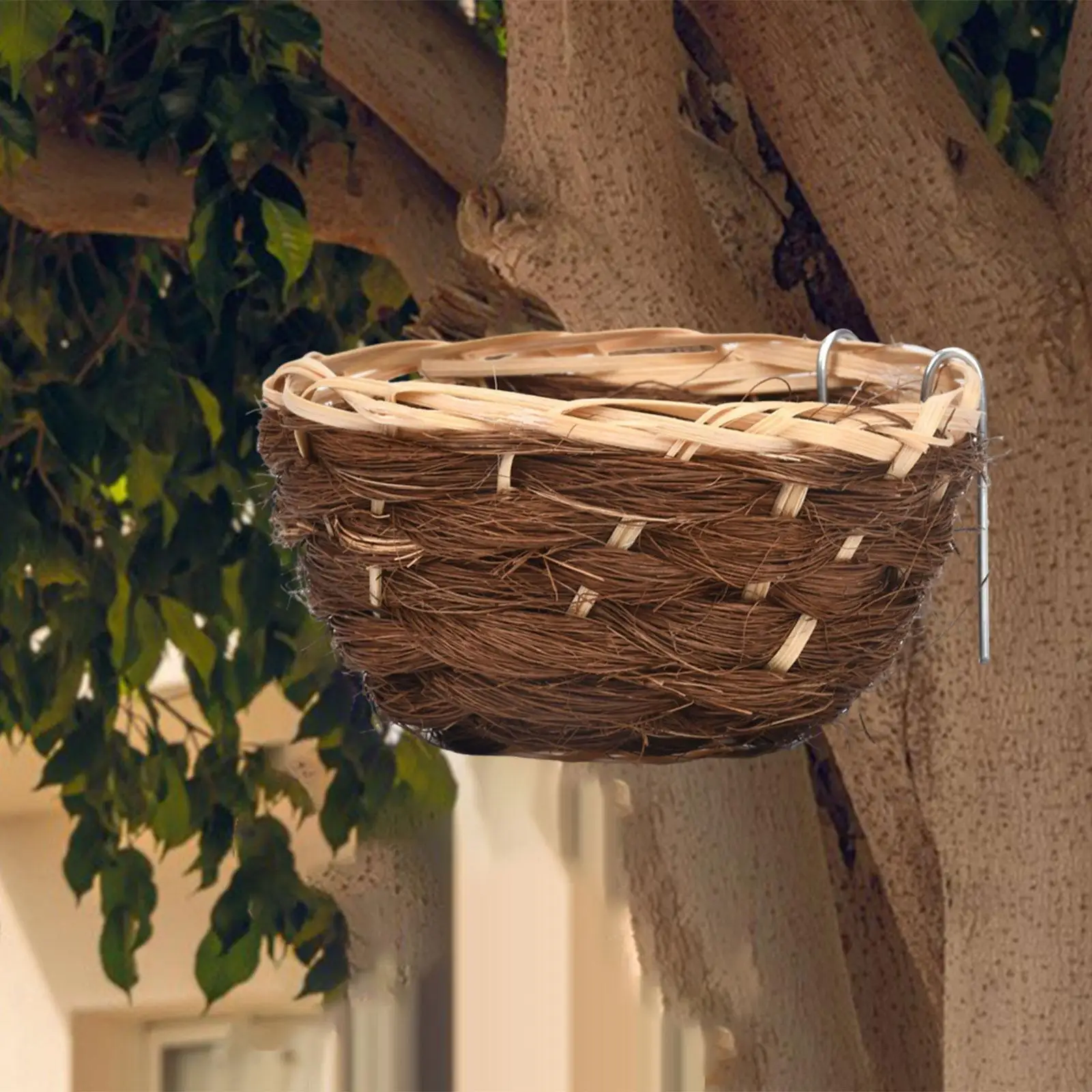 Handwoven Bamboo Bird Nest Hummingbird Home Decoration Hanging Hut Bird House for Bluebirds Lovebird Sparrows Blue Jays Cage