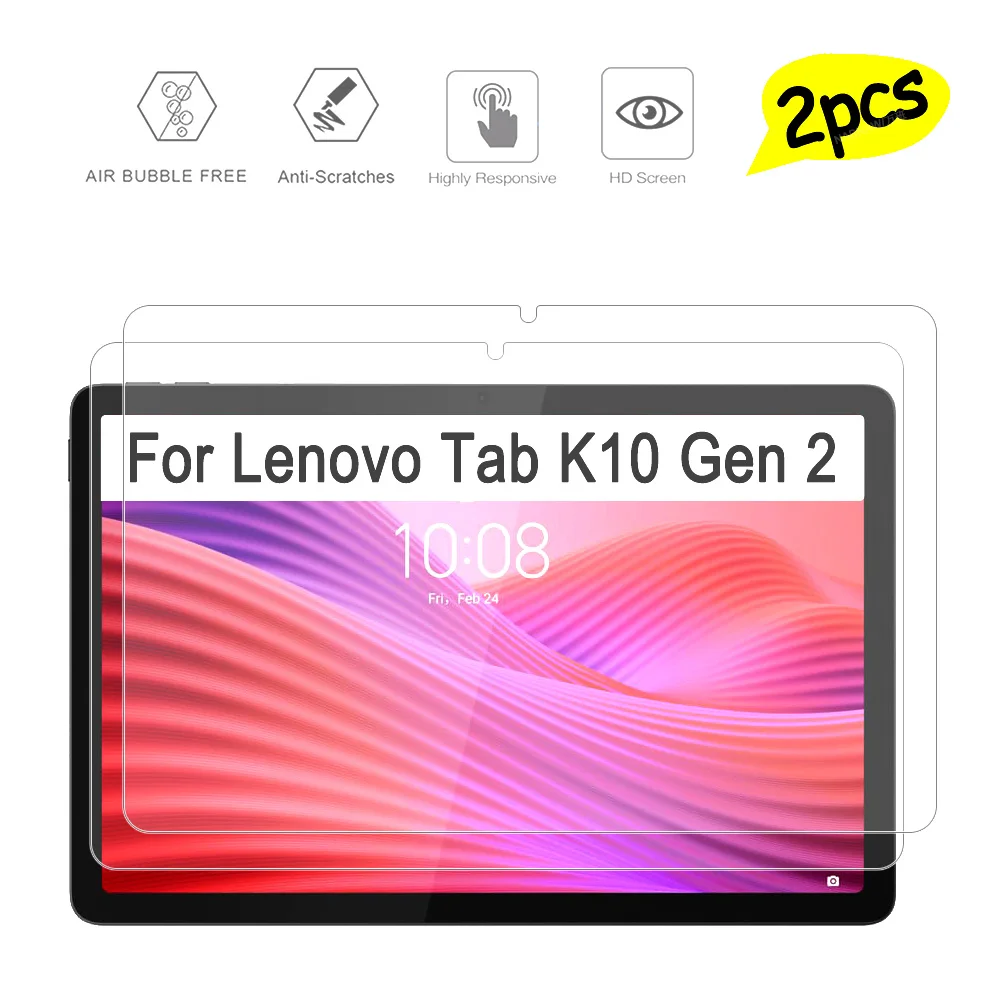 2 Pieces Screen Protector for Lenovo Tab K10 Gen 2 Full HD Tempered Glass Film Guard For Lenovo K10 10.1 2025 9H Hardness