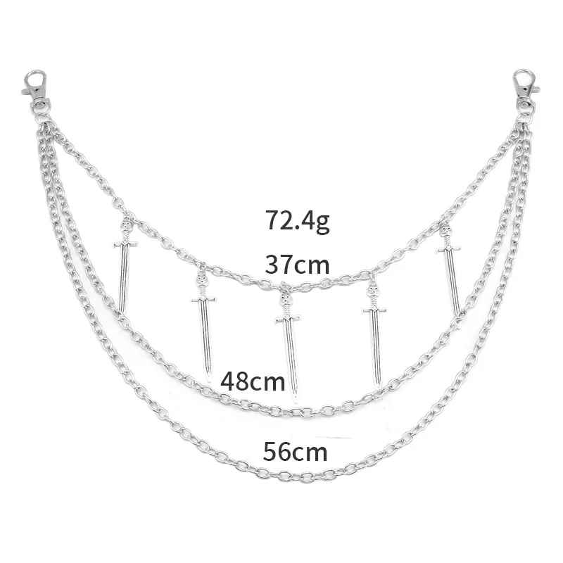 Punk Spike Niet Layered Metall Kette Schlüsselanhänger Für Männer Frauen Hosen Jeans Biker Gothic Rock Gürtel Ketten Schmuck Zubehör Geschenk – Detail 7