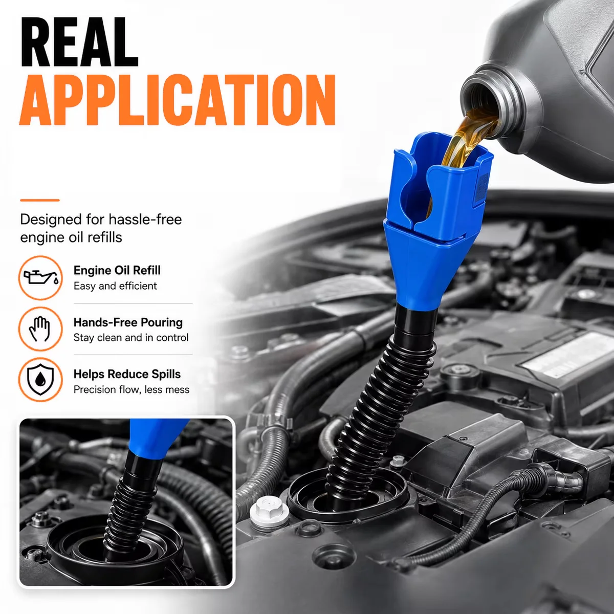Auto Motorrad Betankungstrichter aus Kunststoff, kein Überlaufen, biegsam, für Auto, LKW, Motorrad, Motorkühlmittel, Öl, Trichter, Filterwerkzeug – Detail 4