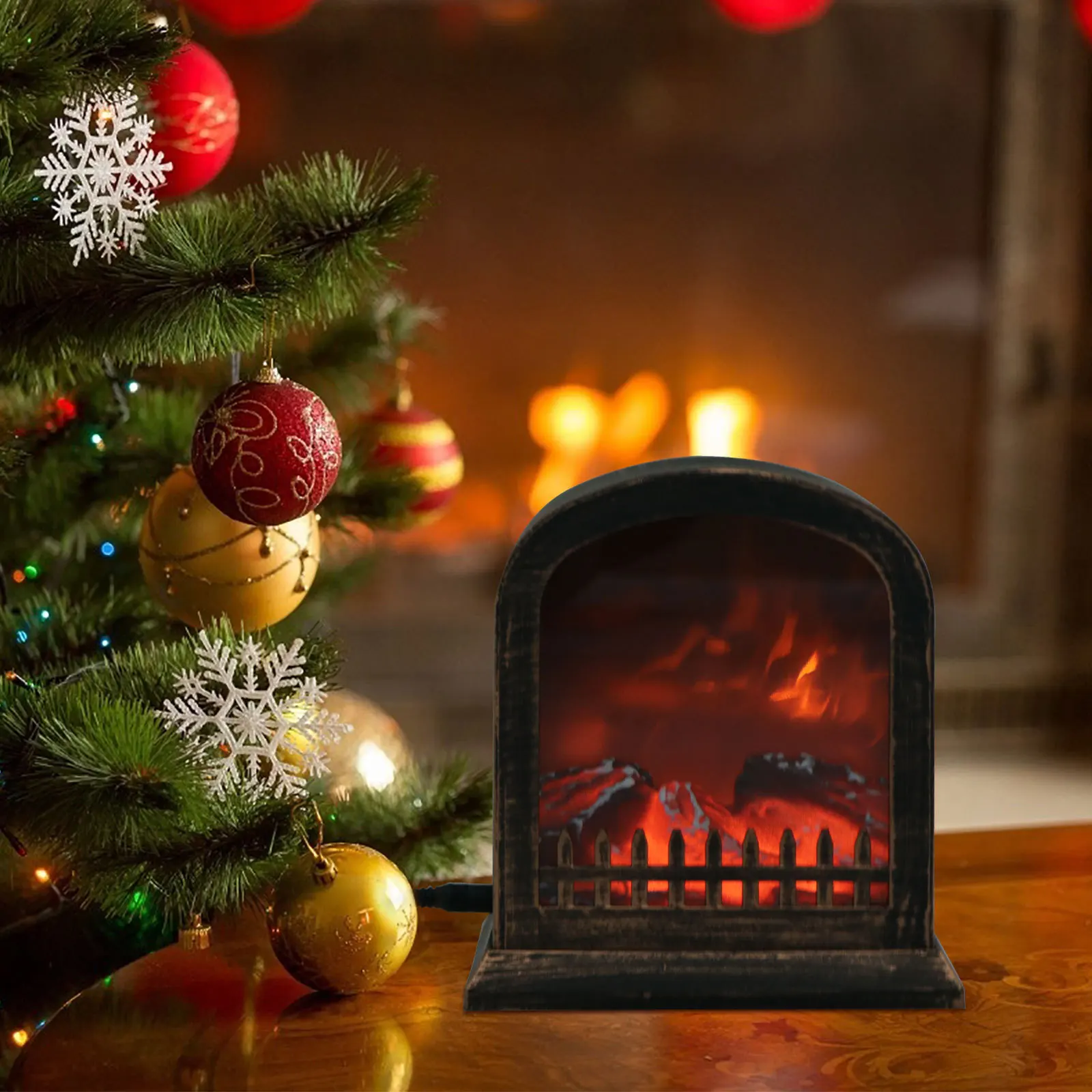 

1Pcs Simulation Fireplace Flame Lamp Coffee Dual Power Decorative Light Party Home Desktop Festival Supply Lamp Adornment