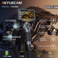 TD500 5 Inch IPS Screen 6.2mm Lens Two Way 360° Steering Endoscope 1.2m Elastic Metal Hose Articulating Borescope with WIFI