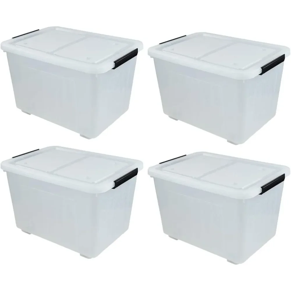 

4 Packs Storage Box 50 Quart Clear Storage Bin Large Plastic Stackable Box With Lid Boxes Home Organization Garden