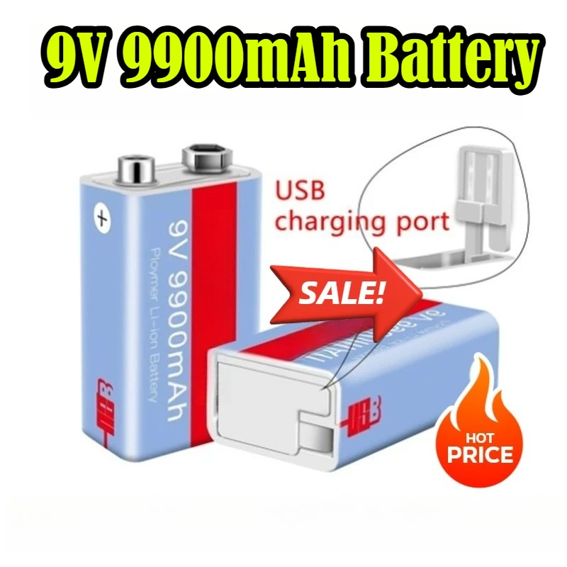 

9V USB 9900mAh Lithium-ion Rechargeable Battery Mini USB Battery Lithium Battery