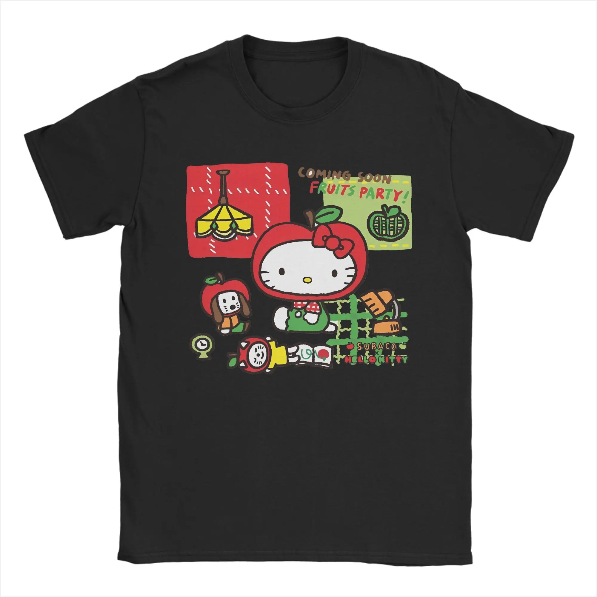 

Men T-Shirts Hello Kitty Creative Pure Cotton Tees Short Sleeve T Shirts Round Collar Clothing Birthday Gift