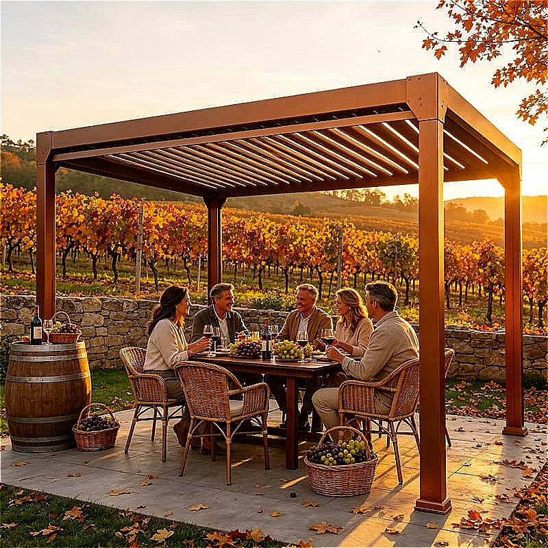 All Weather Aluminum Pergola Motorized Louvered Waterproof Windproof Roof For Patio Garden Backyard Carport Gazebo Customized