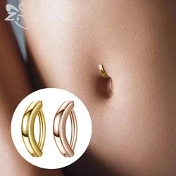 ZS 1 pieza Color dorado 14K 925 Piercing de ombligo de plata para mujer anillos minimalistas para el ombligo anillo para el ombligo Piercings para el cuerpo de playa de verano