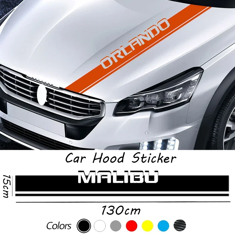 CarEngine Bonnet Decal for Chevrolet ONIX SS SPARK SONIC ORLANDO SILVERADO MALIBU Stripe Strip Decoration Styling Accessories