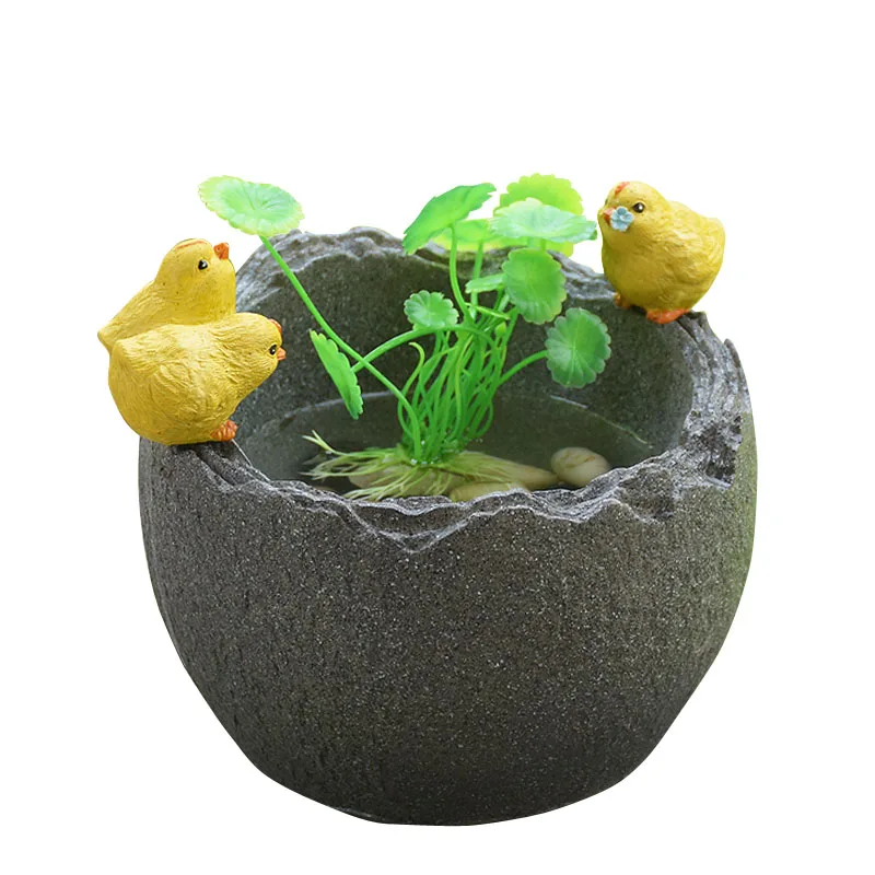 Creative flower pots imitating stone mortar hydroponic plants, personalized succulent flower vases, balcony potted decorations