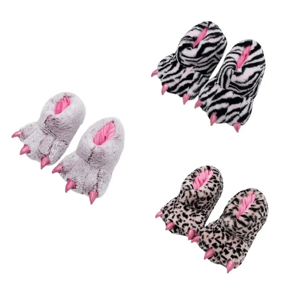 

Стильные туфли с когтями тигра и животного в полоску, леопардовые домашние напольные туфли, Нескользящая домашняя одежда, утепленные женские тапочки