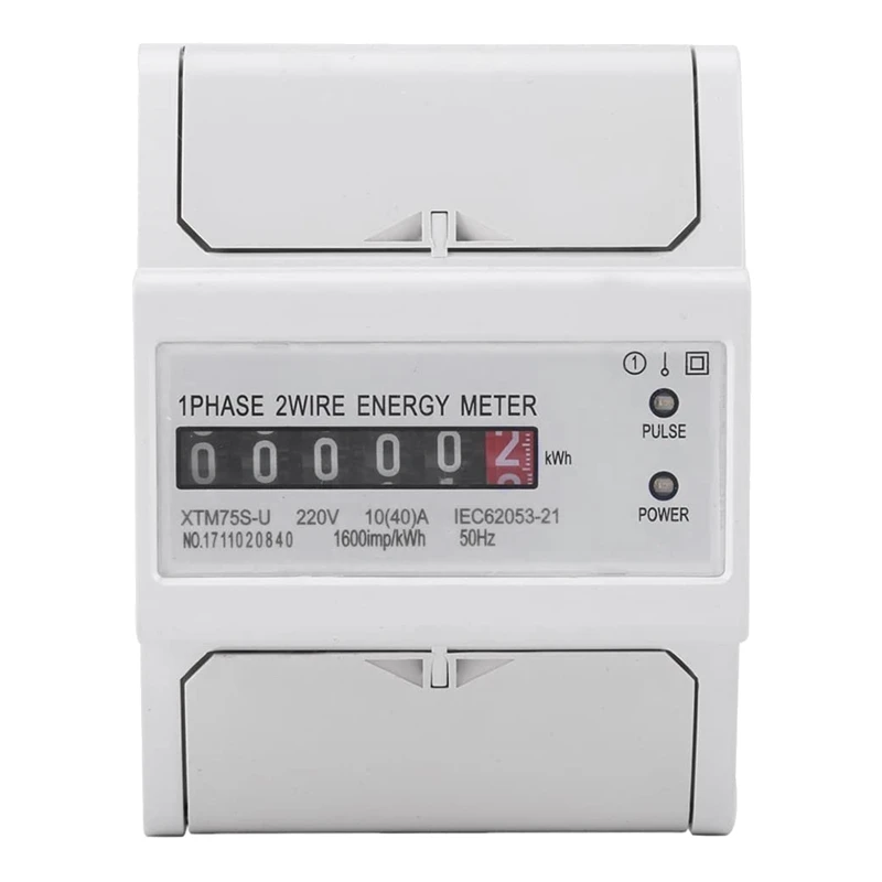 220V DIN-Rail Electric Meter, Digital 1 Phase Electric Meter 2 Wire 4P, XTM75S-U Electric Meter Kwh Meter