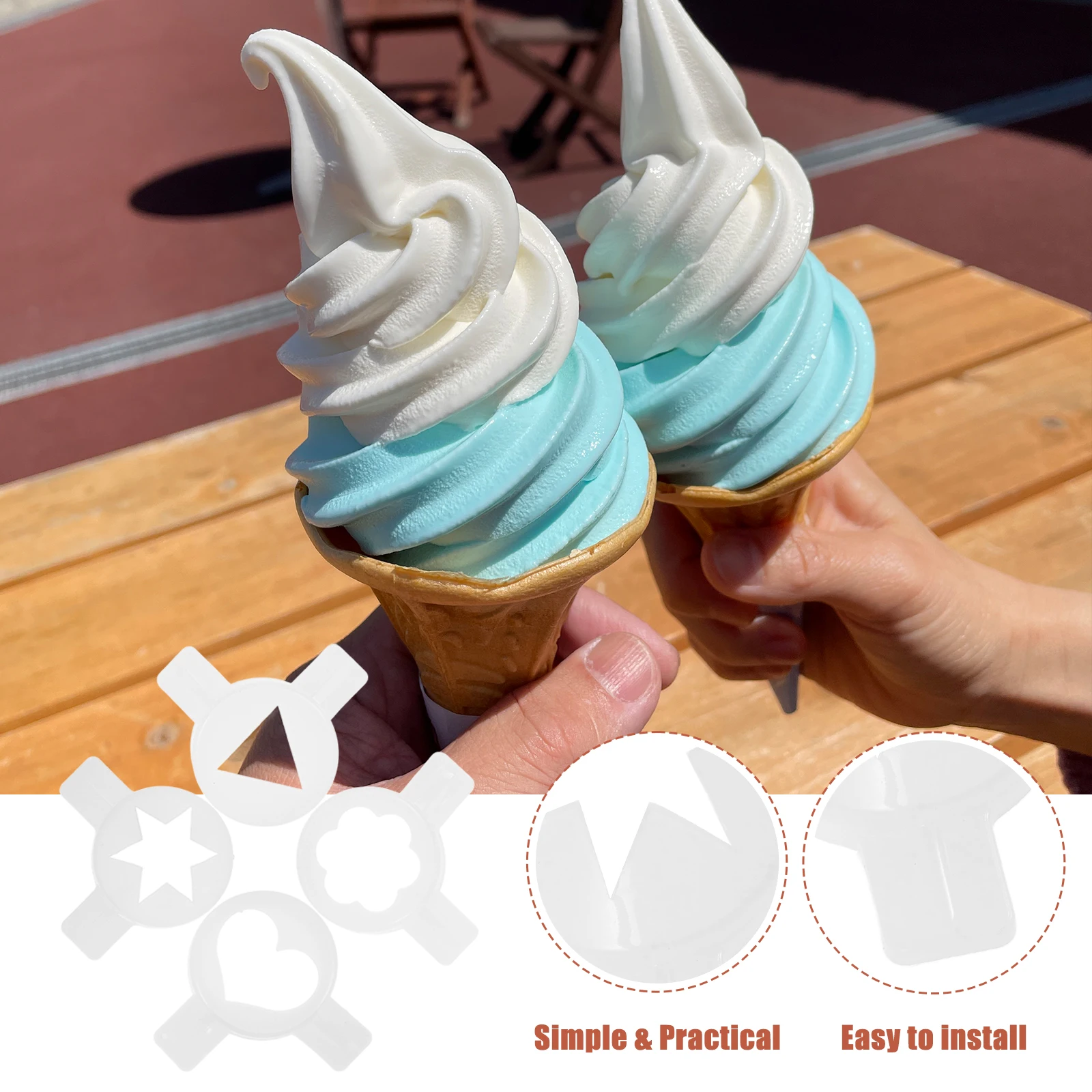 

4pcs Ice Cream Machine Nozzles Replacement Parts Flower Shaped Tips Decorative Caps Plastic Accessories Multiple Styles