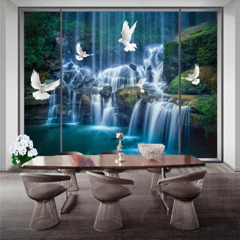 

Custom Size Natural Landscape Waterfall Scenery 3D Photo Wall Paper Home Decor Mural Bedroom Decor Self-adhesive Wallpaper