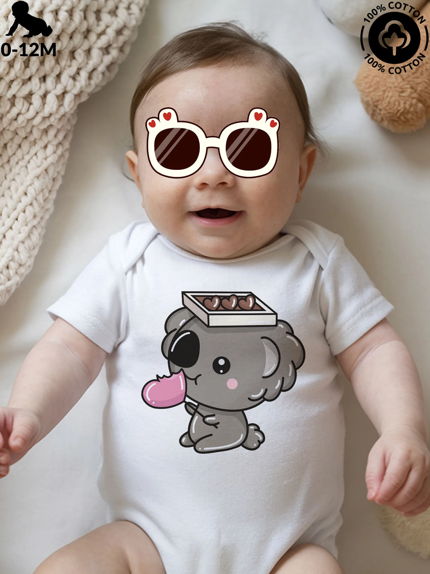 

Детский костюм унисекс для ползания Koala Eating Chocolate, мягкий комбинезон из чистого хлопка, белое боди для всей семьи 190GSM