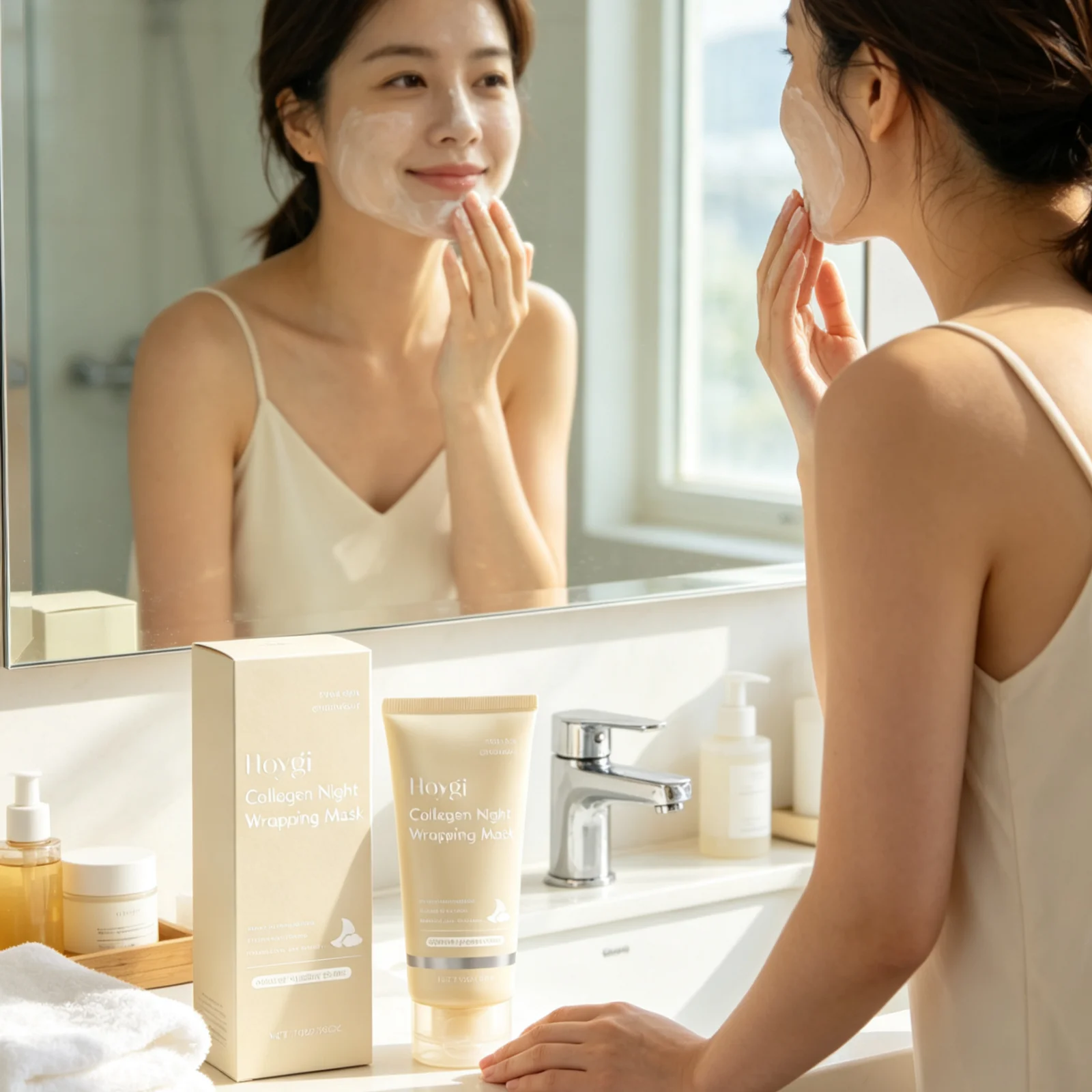 Hoygi Collagen Night Wrapping Mask Deep Cleansing Reduce Dullness Revitalizing Skin Hydrating Improve Dryness Peel off Face Mask