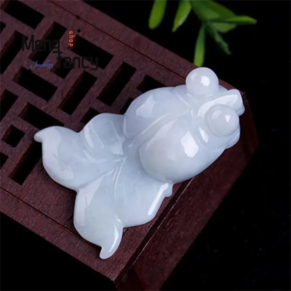 

Natural Jadeite Exquisite Elegant Simple High-grade Pendant Myanmar A-goods Koi Goldfish Jade Stone Luxury Quality Fine Jewelry