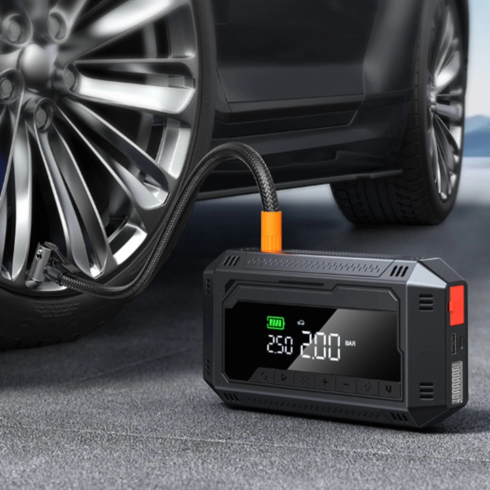 Car Jump Starter with Air Compressor Powerful Jump Starter with Air Compressor Portable Power Bank with Flashlight Handheld