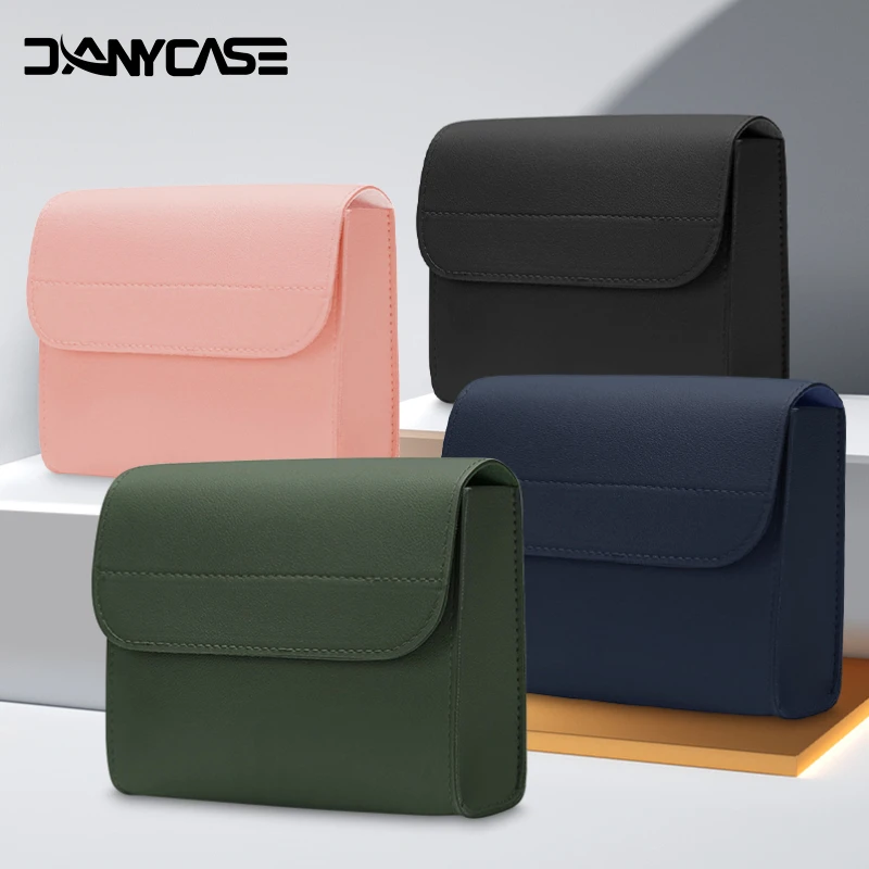 Leather Portable Laptop Phone Power Storage Bag Waterproof Easy to Clean USB Cable Storage Bag Solid Color Storage Bag Charger