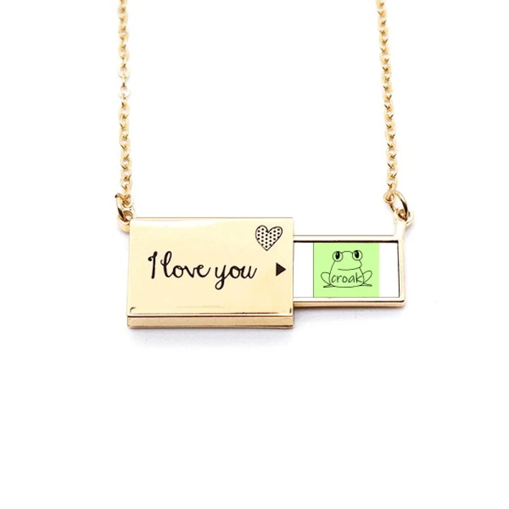 Croak Frosch Mignon Lovely Letter Envelope Necklace Pendant Jewelry