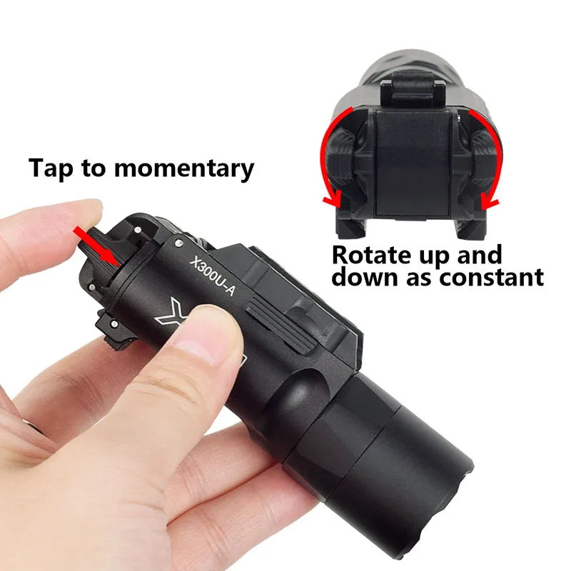 Tático surefire x300 x400 x400u ultra vermelho verde mira laser lanterna led rifle scout luz para picatinny weaver trilhos montagem
