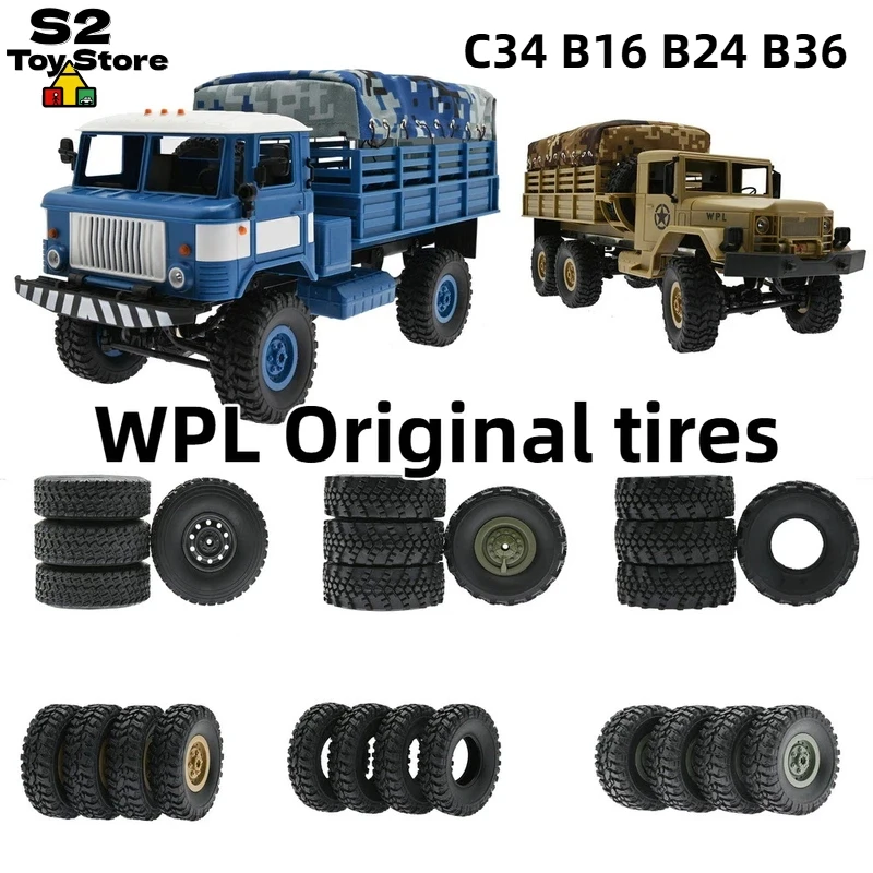 WPL Original Factory RC Truck Tires 4WD 6WD C34 For Military Truck Pickup Off Road Vehicle Heavy Duty DIY Replacement Parts