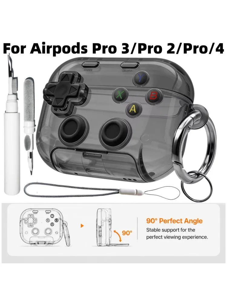 Für AirPods Pro 3/Pro 2/Pro/4 Hülle mit sicherem Verschluss, niedliches 3D-Game-Player-Design, schützende Kopfhörerhülle für AirPods 4/Pro3
