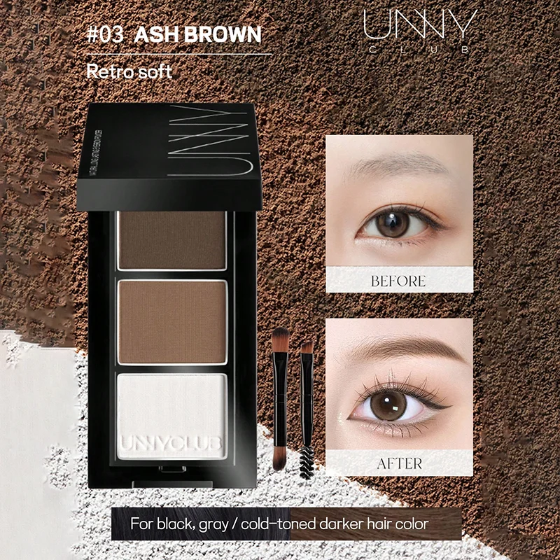 Paleta de polvos para cejas mate, gradación y contorno naturales, resistente al agua y al sudor, con espejo y 2 pinceles