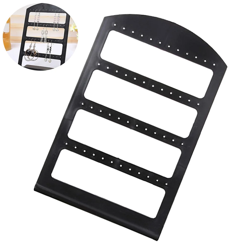 منظم أقراط أكريليك، حامل عرض 48 فتحة، حامل أقراط متدلي، صينية رف سوداء سهلة الوصول، عرض النقل #4