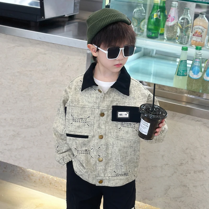 

Хлопковая куртка для мальчиков на осень, дышащая, приталенная, с длинными рукавами, на молнии, для весны и осени