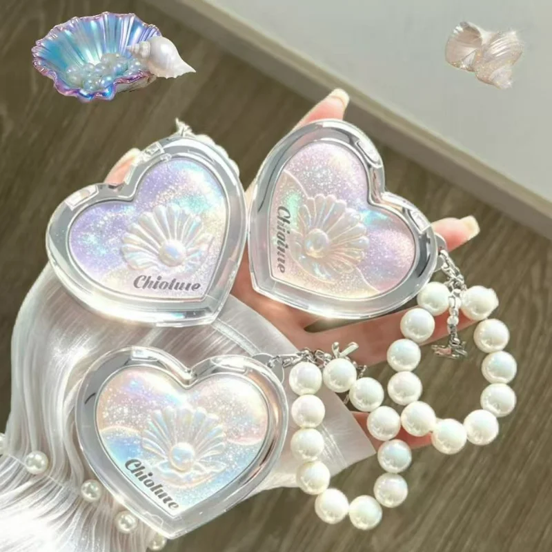 CHIOTURE 3Color Highlight Palette Pearl Shell Relief Dewy Glass-Skin Glow Sparkle Shimmer Face Brighten Makeup