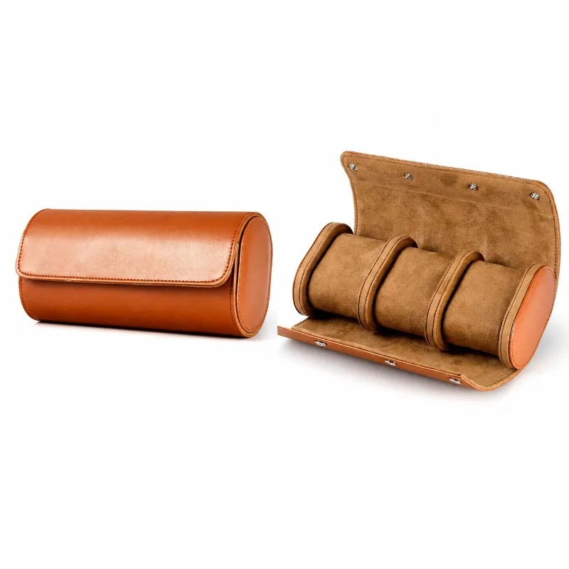 Portable 3 Slot Watch Roll Storage Box PU Leather Travel Watch Case Wristwatch Protective Pouch Watch Collection Holder Gift