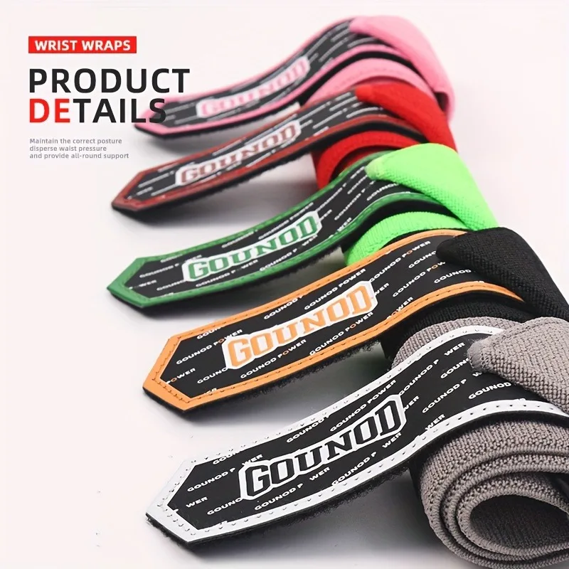 1 Pair Weightlifting Wrist Wraps for Men & Women - Adjustable Support Wraps with Straps, Reinforced Stitching & Non-Slip Grip, M