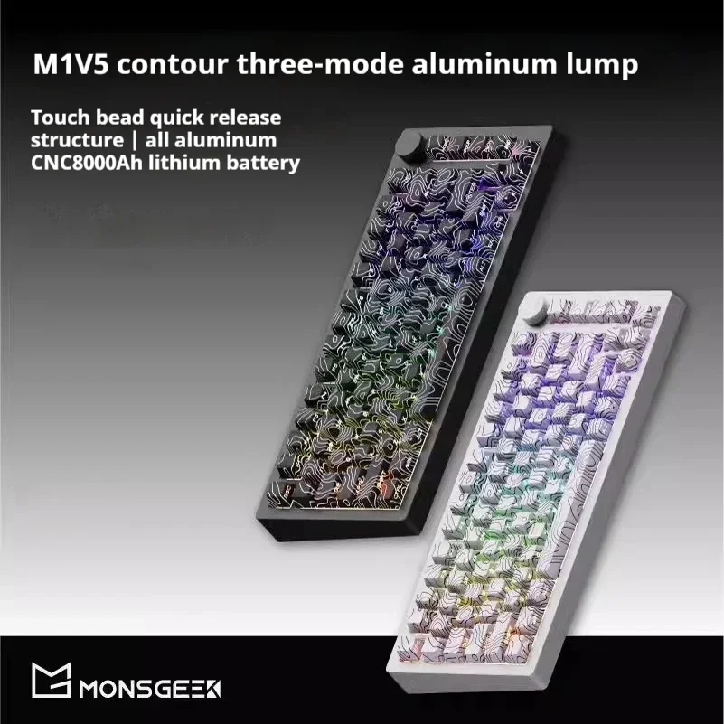 MONSGEEK M1 V5 Keyboard Tri mode Mechanical Keyboard 8000mah Contour PBT Keycaps Hot Swap RGB Keyboard Custom Office Accessory