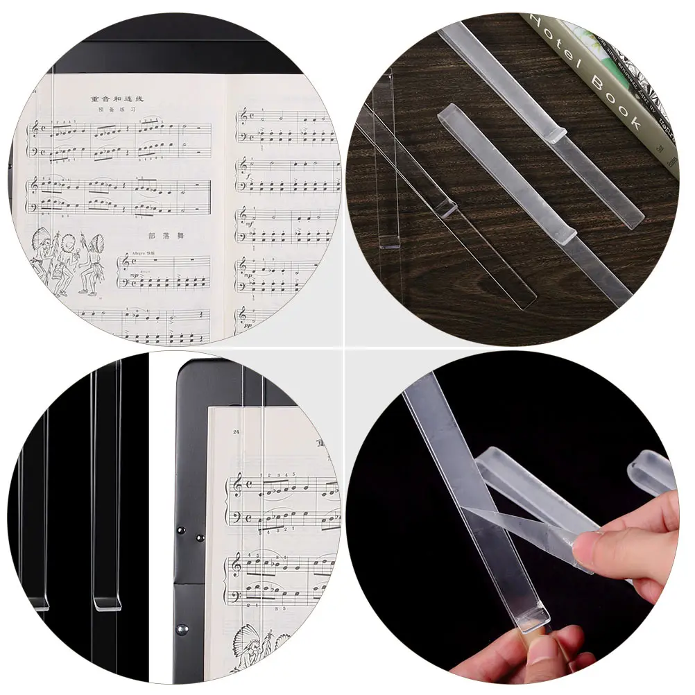 

1Pair Transparent Acrylic Music Stand Clips Score Fixing Book Page Holder Durable Multipurpose Clamp For Music Performance