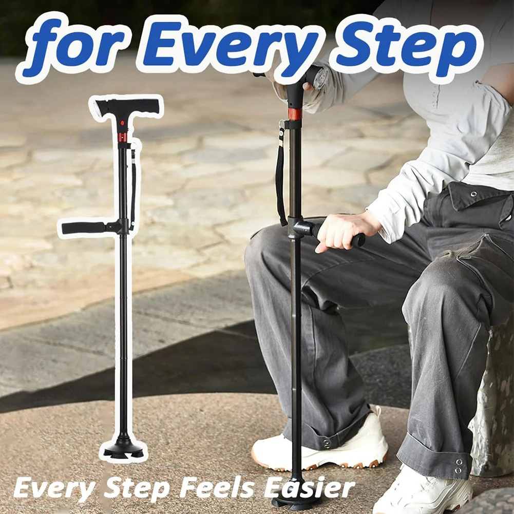 

Smart Walking Stick With Led Flash Light Alarm Folding Walking Cane For Men Women Anti Slip Stable Base For Seniors Adults