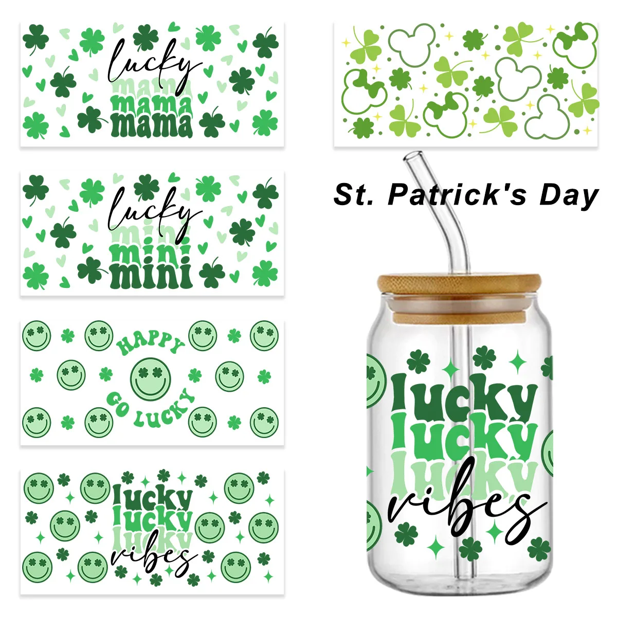 

Saint Patrick's Day Design 3D Uv Dtf Cup Sticker For 16ozCup Wrap Transfer Sticker Custom Label DIY Logo Self Adhesive