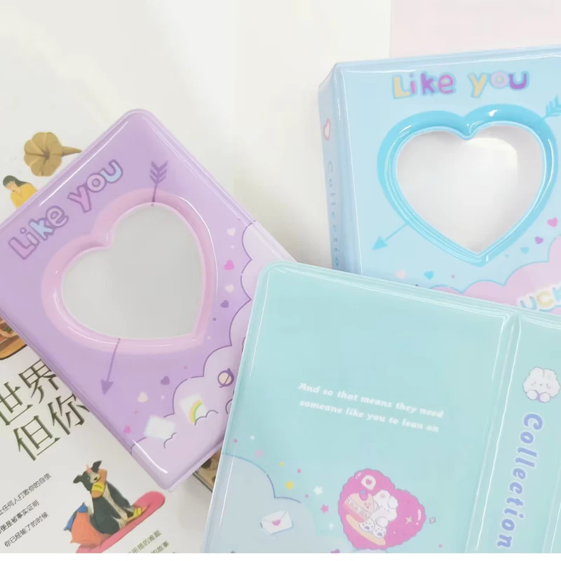 Kpop Fotokarten-Ordner, niedliches Fotoalbum, Mini-Fotokartenhalter, 7,6 cm, Liebesherz, hohler Sammler, Buchbindemaschine, Fajas – Detail 8