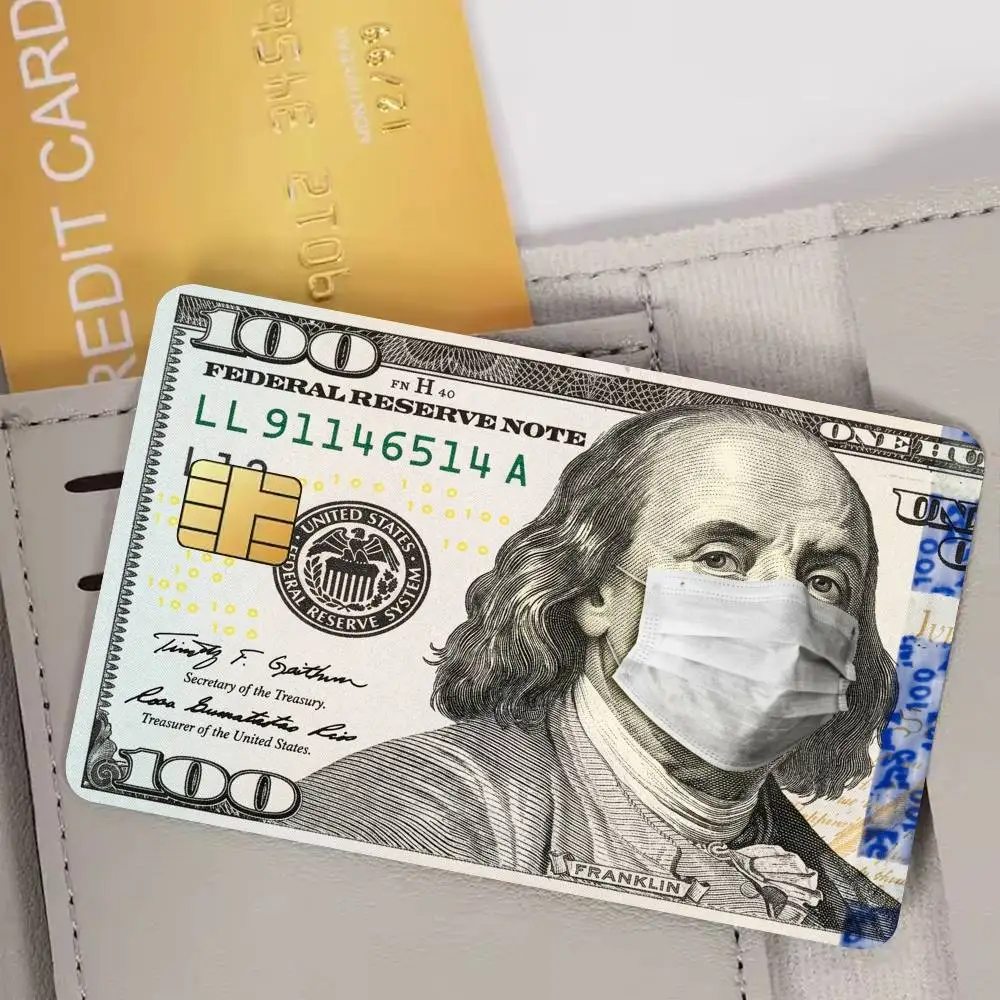 Funny Dollar Credit Card Skin Stickers For Bank Card Bus Metro Card Sticker Waterproof
