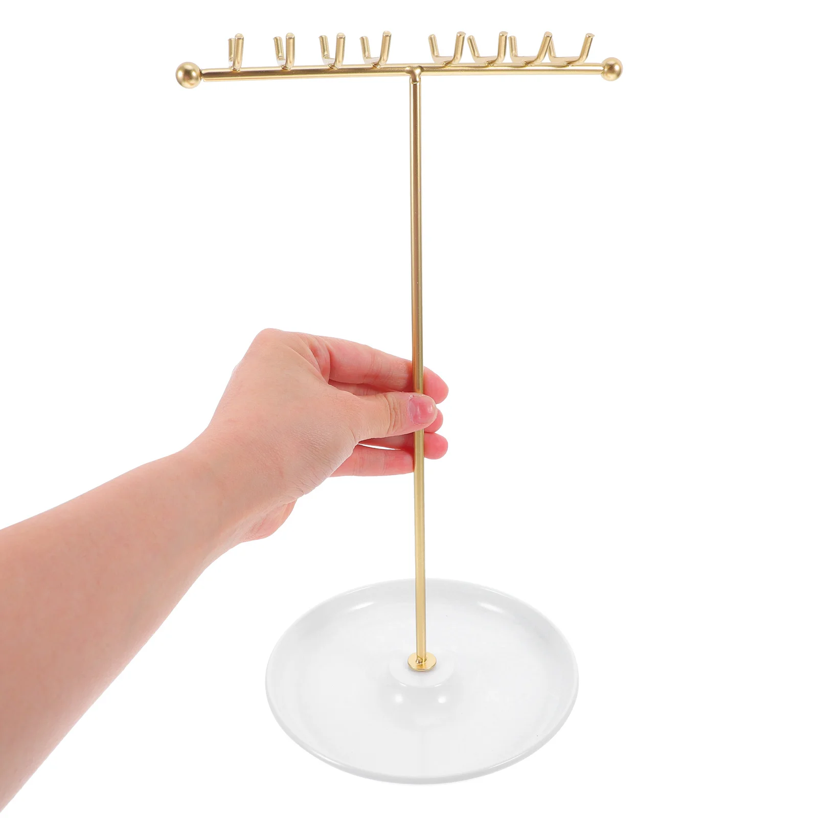 

T Shaped Necklace Jewelry Organizer Stand Minimalist Space Saving Jewelry Display Tray for Necklaces Earrings Rings