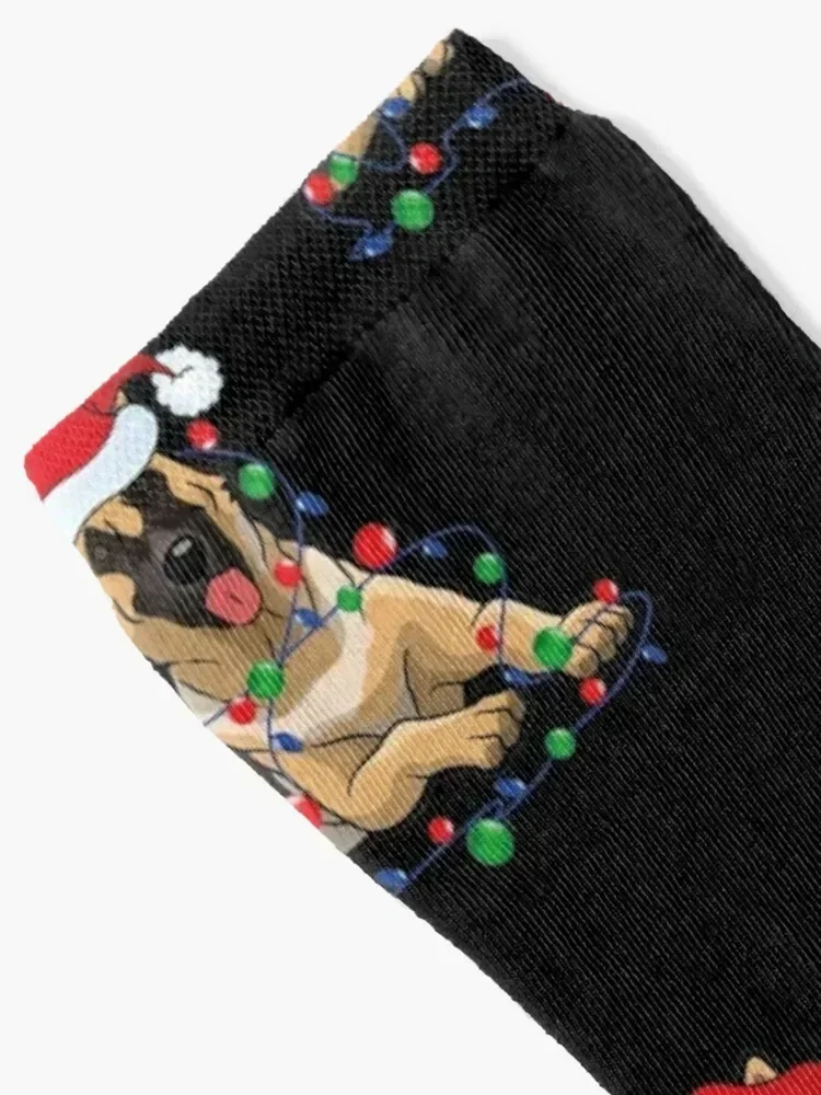 Christmas Lights German Shepherd Dog With santa Socks basketball Children's ankle colored Socks Man Women's