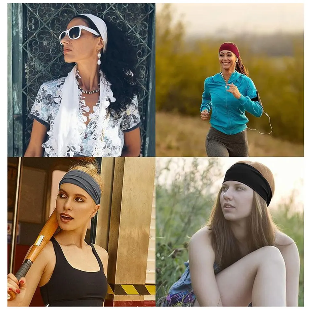 12pçs tiaras esportivas para mulheres, faixas elásticas macias absorventes de suor para ciclismo ao ar livre e corrida