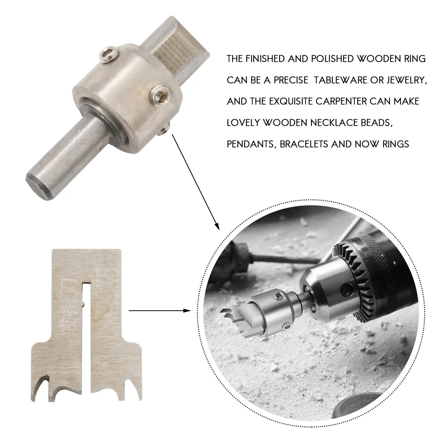 Set di punte da trapano per anelli da 13 pezzi, punta da trapano per anelli in legno Creatore di anelli in legno Punta da trapano per perline di legno in acciaio per anelli fai da te che realizzano gioielli