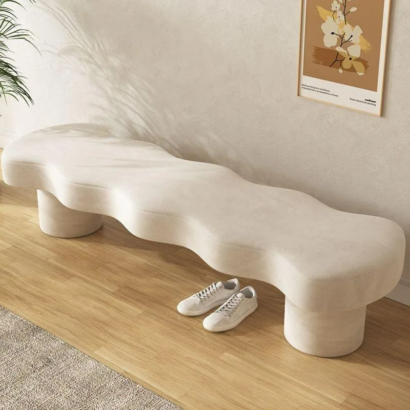 Sail stool Cloakroom Sofa stool Bench Bed couch Wave design Cream wind