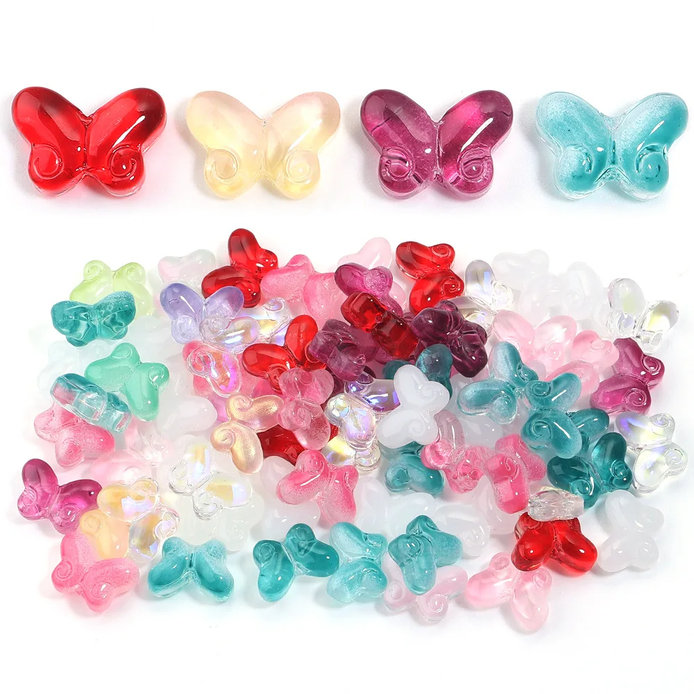 30/50 stücke Schmetterling Lampwork Perlen 10x15mm Bunte Glas Lose Perlen Für Schmuck Machen DIY Halskette ohrringe Zubehör