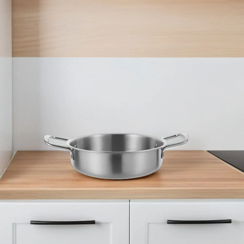 

Double Handle Stainless Steel Korean Ramen Pot Hotpot Noodle Pan Anti Overflow Cooking Pot for Frying Boiling Steaming Essential